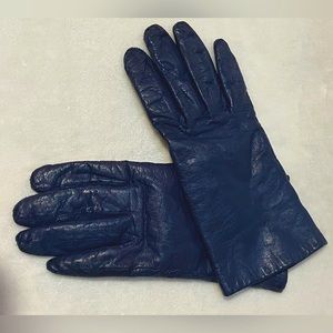 Navy W leather Gloves SZL